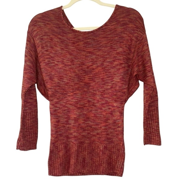 Lucky Brand Red Knit Batwing Woven Sweater Womens XS Western Cowgirl Autumn Fall - Picture 4 of 12